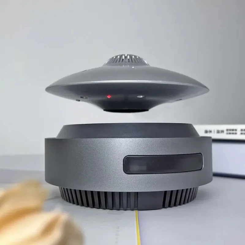 자기부상 UFO 스피커, 자동 상승 블루투스 5.3 서브우퍼, 360도 ° 하이파이 스테레오 RGB 라이트 창의적인 기술 선물