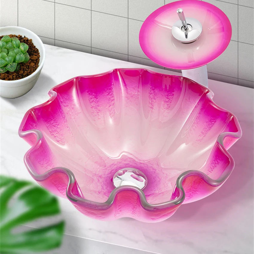 

Современный минималистичный художественный Умывальник над умывальником, маленький умывальник из закаленного стекла для ванной комнаты, Набор смесителей для умывальника для дома