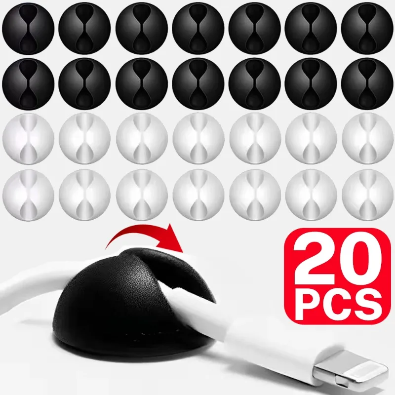 1-20 ชิ้นสายคลิป Winder ซิลิโคนสาย Desktop Wire Storage Charger สายไฟคลิปสําหรับชาร์จรถยนต์ผู้ถือสายหูฟัง 1