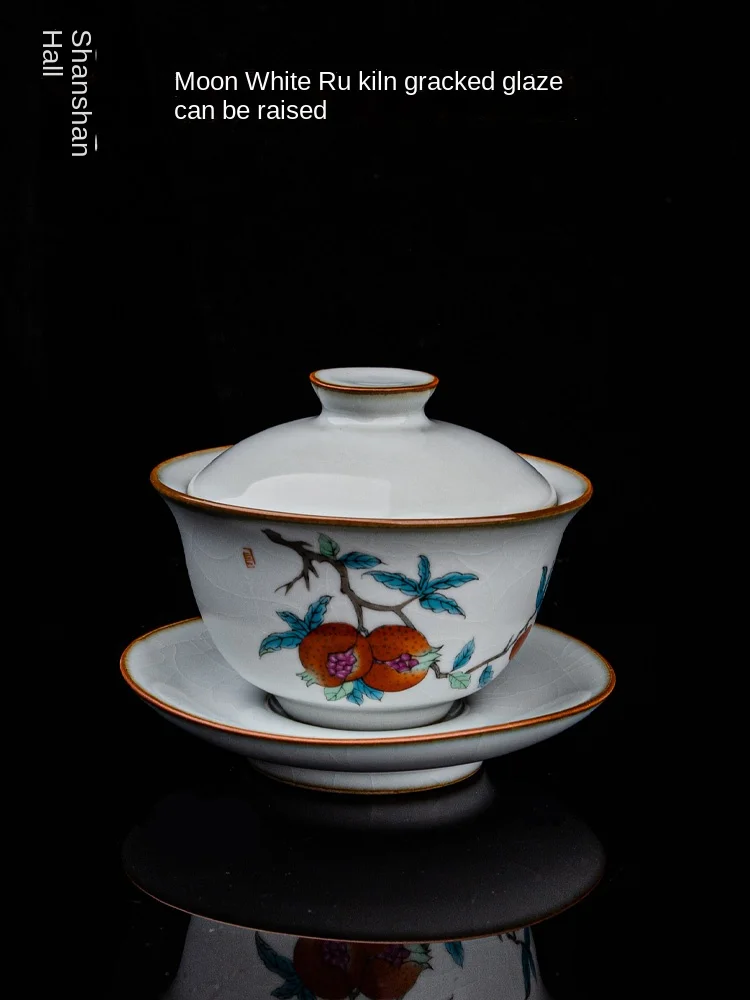 

Керамическая Раскрашенная чаша Gaiwan для домашнего пивоварения чая большого размера Ru посуда чайная чашка чайный набор кунг-фу чайный набор