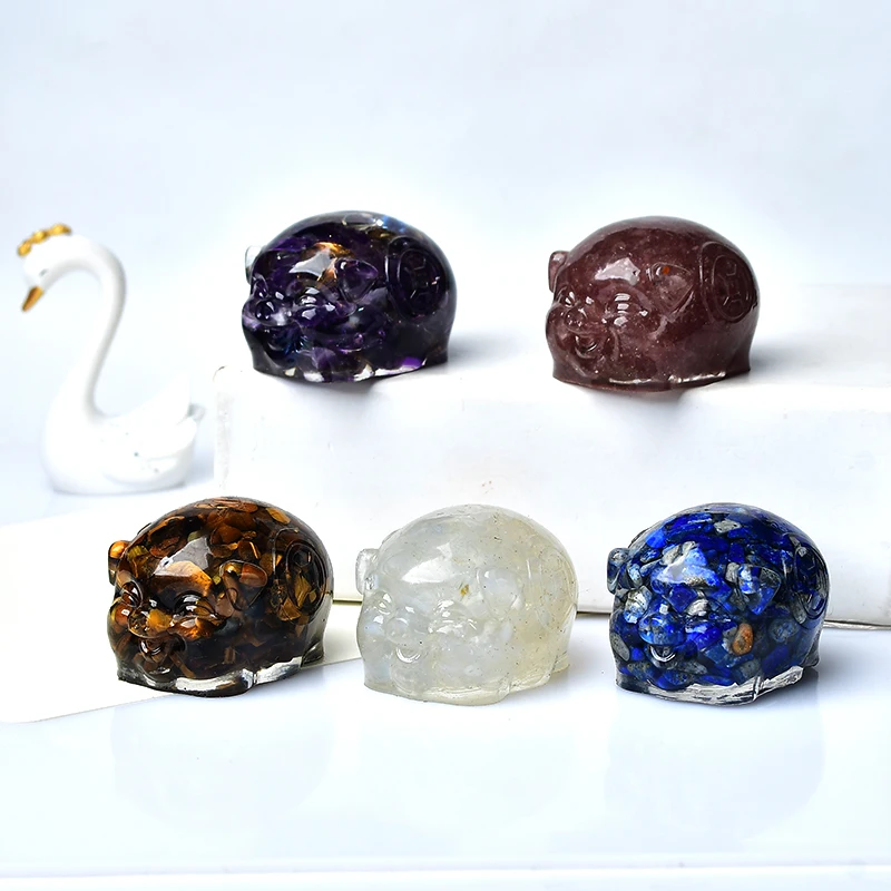 

1PC Loveliness Pig Figurine Natural Crystal Gravel Gemstone Resin Gravel DIY Handmade Healing Stone Home Decor Crafts Ornaments