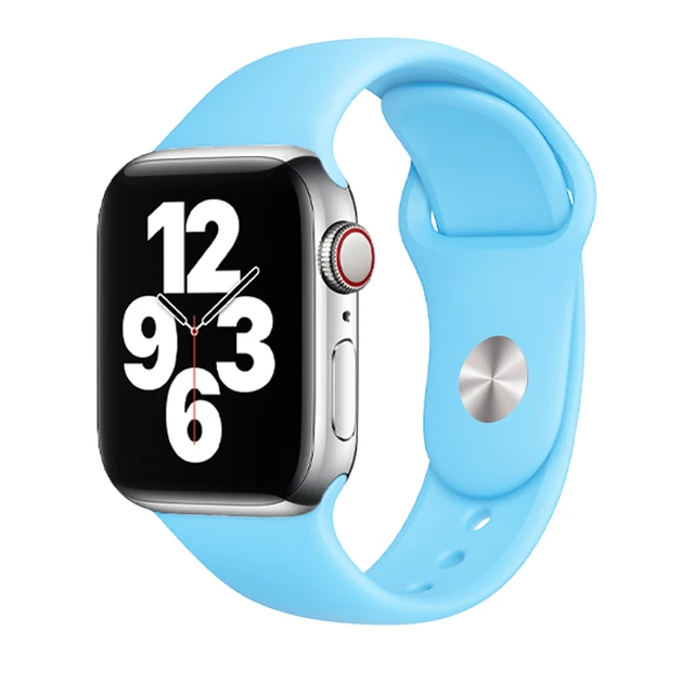 Silicone Strap For Apple Watch Band 44mm 41mm 45mm 40mm 38mm Smart Watch Sports Rubber Bracelet iWatch 6  Serie 7 SE Watchband Light Blue