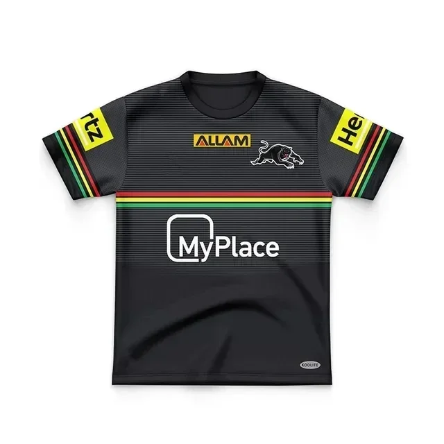 thumbnail image 1 of Camiseta de rugby de entrenamiento local/visitante/de local de Penrith Panthers 2024 para niños - Talla para hombre: 16-26 (nombre y número impresos) Calidad superior, 1 of 5