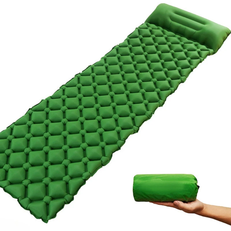 

Outdoor Sleeping Pad Camping Inflatable Mattress Built-in Pump Ultralight Air Cushion Travel Mat with Headrest for Travel Hiking