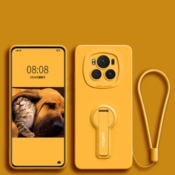 Luxury Silicone Phone Case with Camera Protector and Holder Lanyard for Magic 6 Ultra (Yellow)