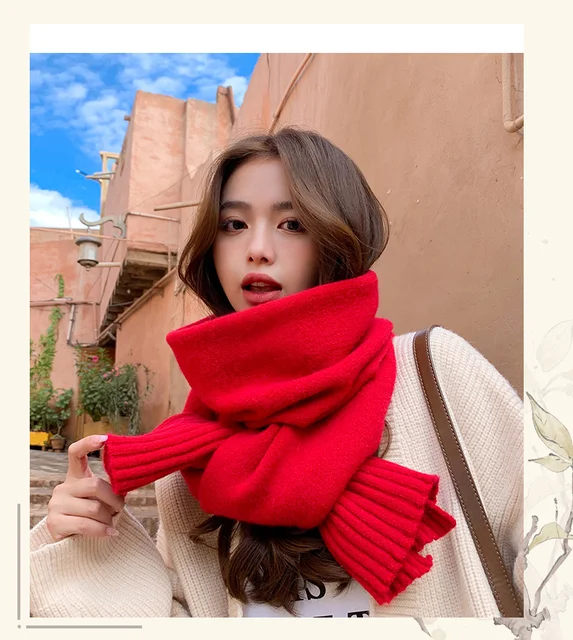 Dress U Up 2020 New Solid Color Thick Wool Scarf Female Autumn and Winter  Thick Knit Scarf Women Handmade Scarves - AliExpress