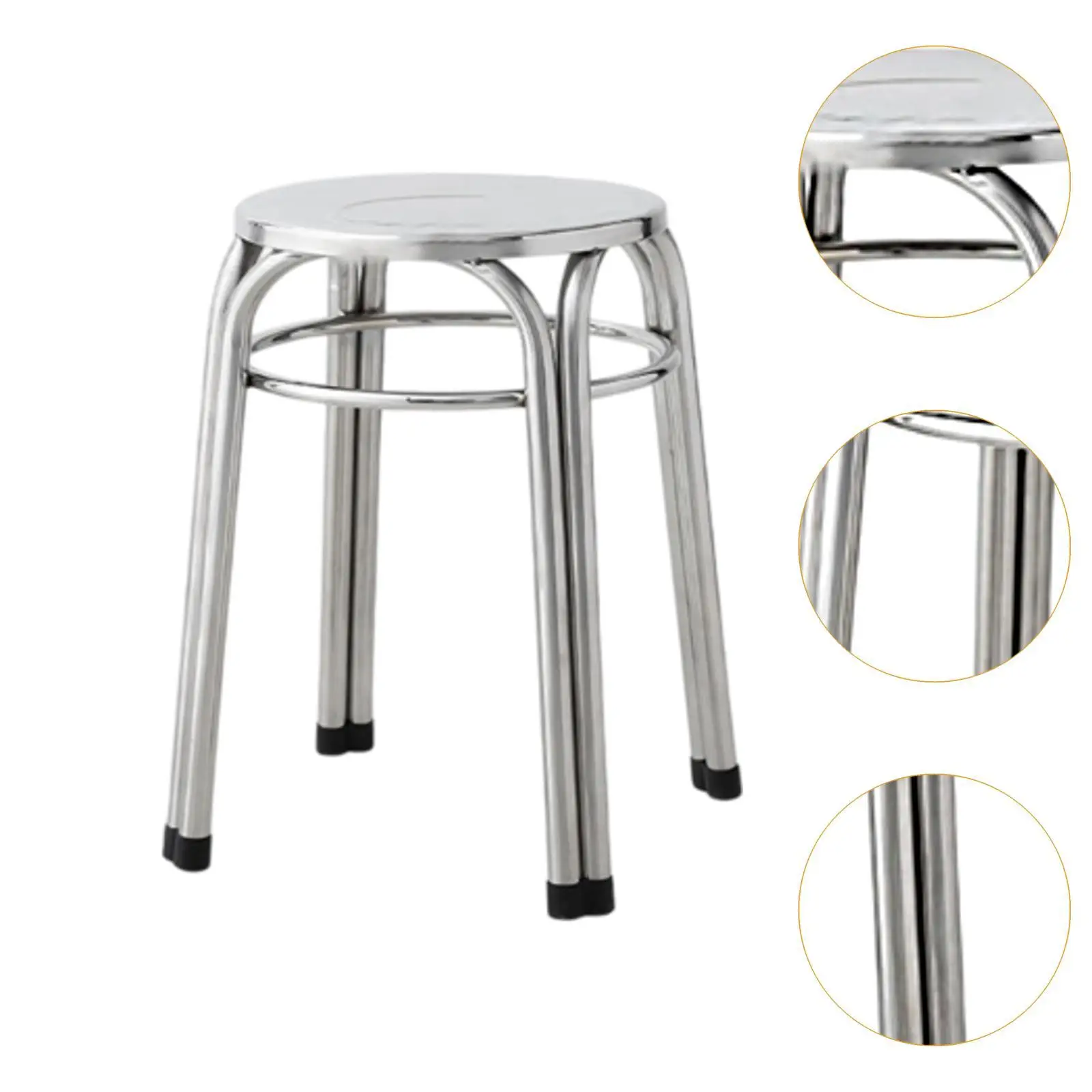 Round Metal Stool Non Slip Diameter 29Cm Easy Clean Stacking Stool Stainless Steel For Indoor Garden Dining Room Outdoor Kitchen