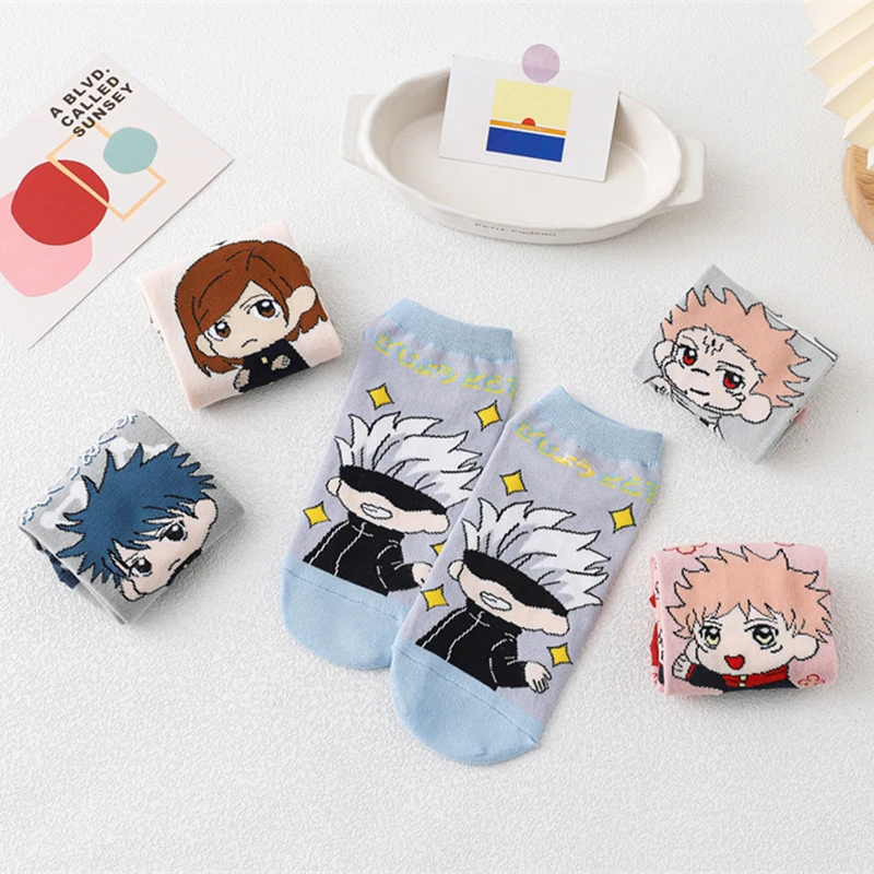 Anime Jujutsu Kaisen Sock Cosplay Itadori Yuji Kugisaki Nobara Gojo Satoru Sneaker Ankle Socks