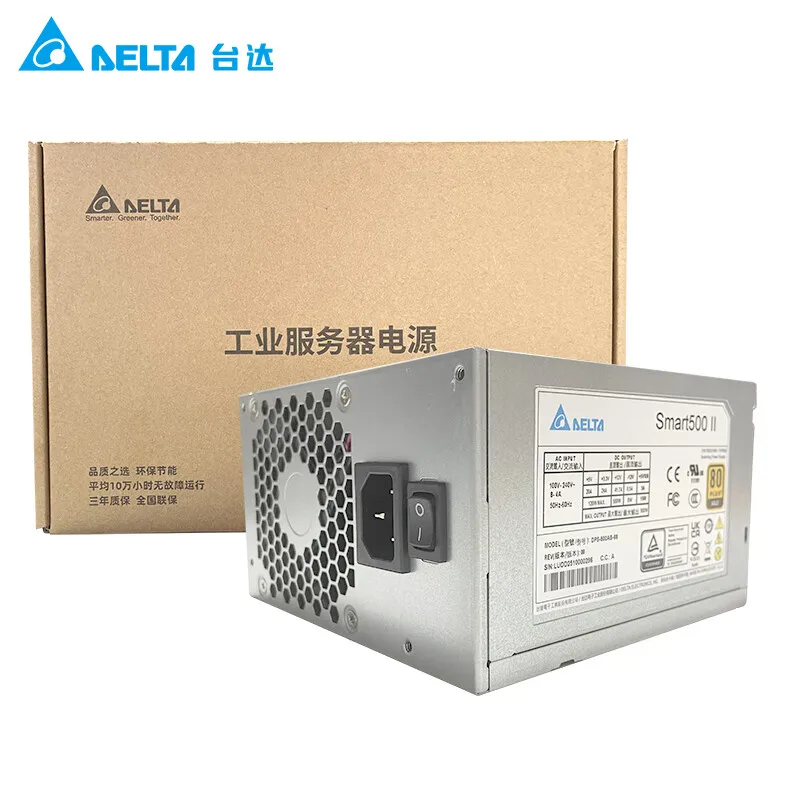 DELTA Smart500II 정격 500W 금메달 직접 출력 산업용 컴퓨터 전원 공급 장치 액티브 PFC/8CM 온도 제어 팬