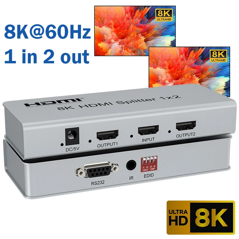 Répartiteur HDMI 8K 60Hz 1 entrée 2 sorties répartiteur vidéo