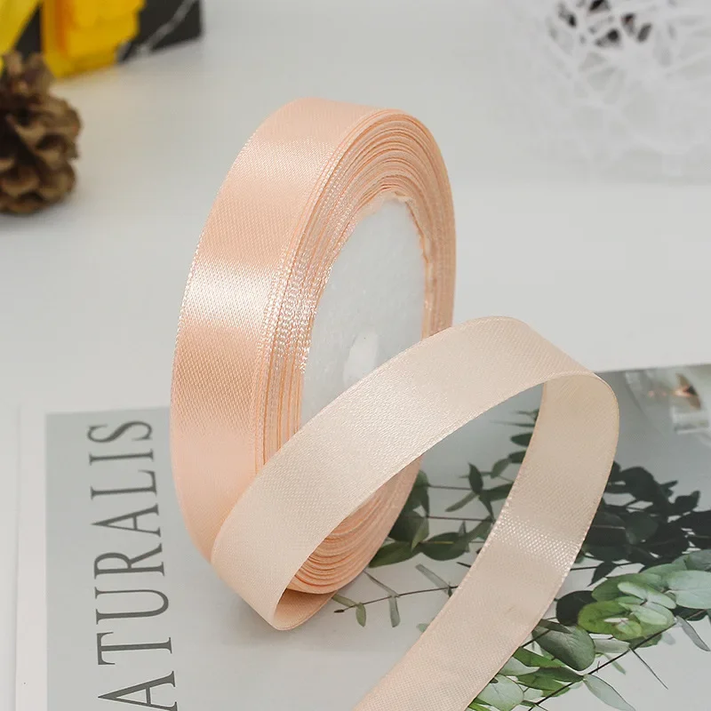 Solid Color Satin Ribbons - Handmade DIY Accessories for Weddings and Gift Wrapping (25 Yards)