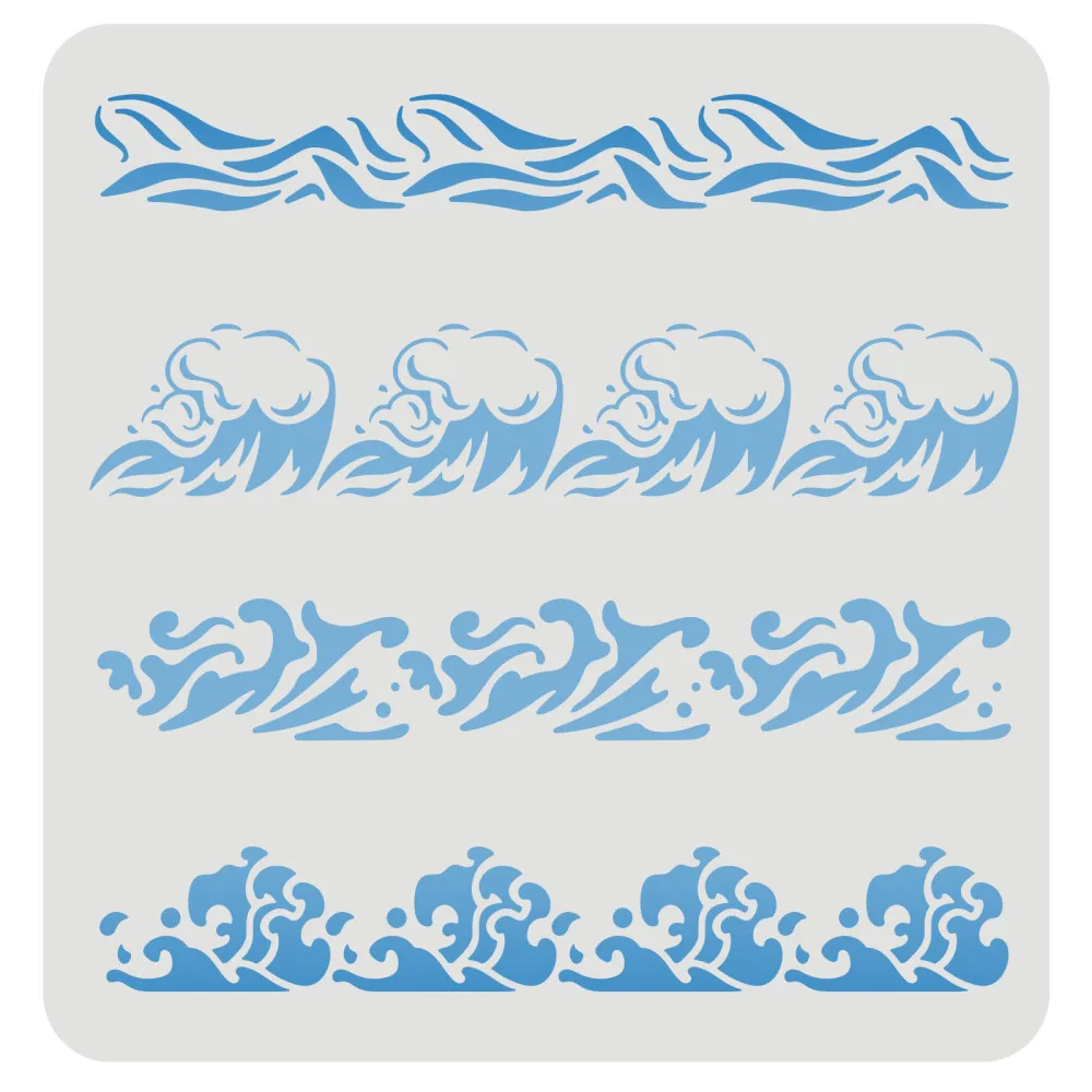 Пластиковый трафарет с рисунком морских волн