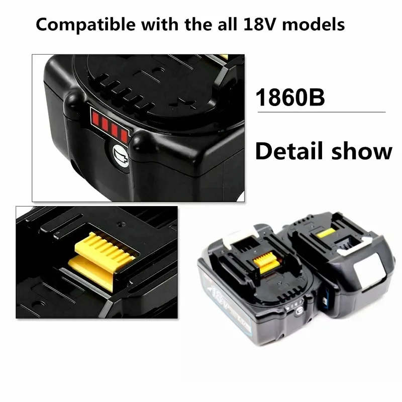 Battery Charger Power Tool Battery Rechargeable Battery Battery Replacement Latest BL1830 18V 6000mAh Battery and charger For Makita 18V Battery Rechargeable Replacement BL1840 BL1850 BL1860 BL1860B Tools
