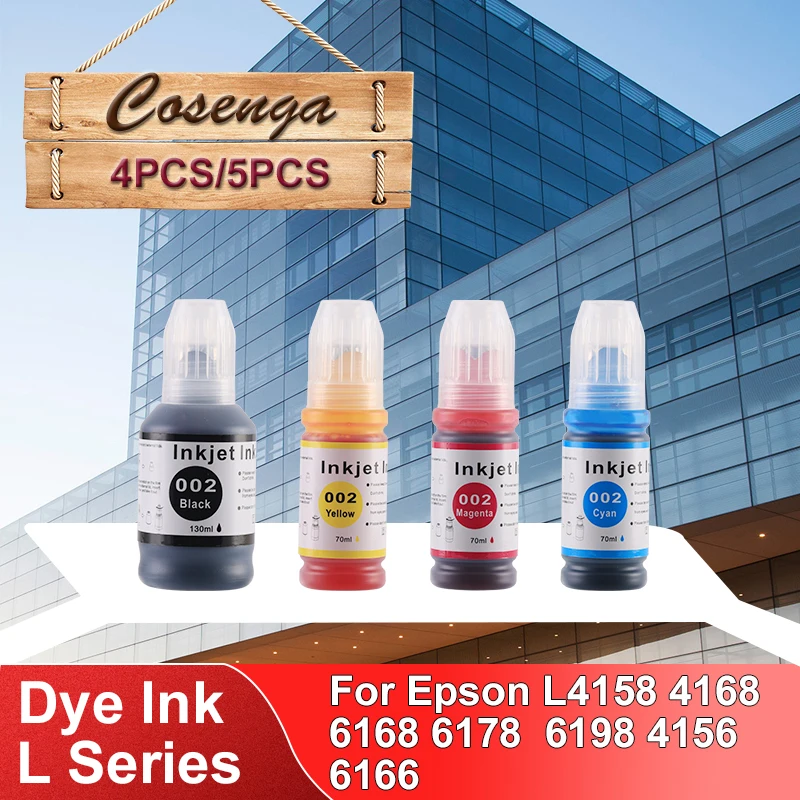 4PCS Refill Dye Ink For Epson Eco Tank L4158 L4168 L6168 L6178 L6198 L4156 L6166 L6176 L4165 L4166 L4167 L4163 Desktop Printer