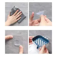 Plastic Double Layer Soap Holder Punch-Free Wall-mounted Drain Soap Dish Holder Removable Self Adhesive Soap Box Kitchen 2