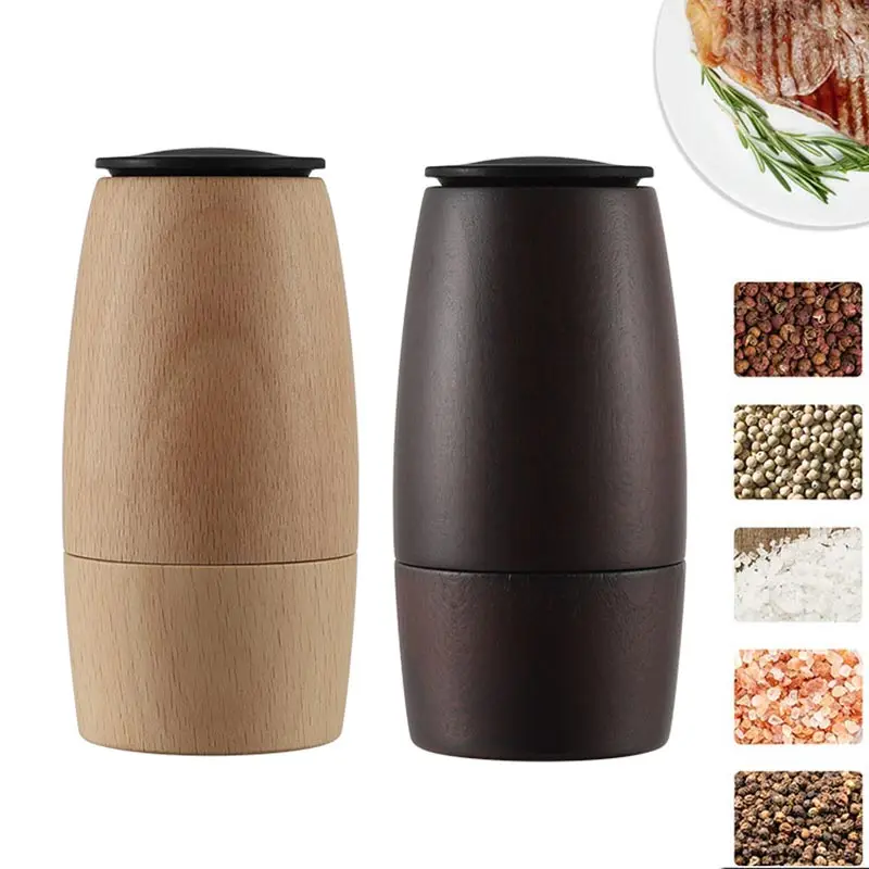 Creative Wine Barrel Pepper Mill Full Beech Wood Manual Sea Salt Black Pepper Grinder Home Kitchen Freshly Spice Peppercorn Mill