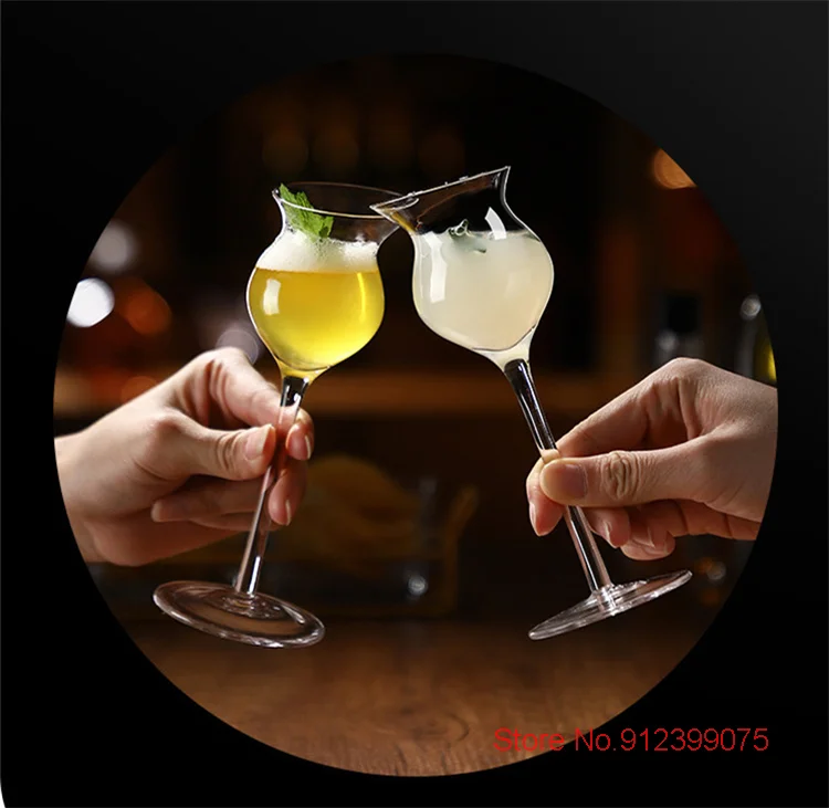 Description Picture 6 of itemSlanted Mouth Cocktail Glasses Personalized Bar Glassware Household Wine Set Oblique Whisky Nosing Cup Brandy Snifter Wholesale