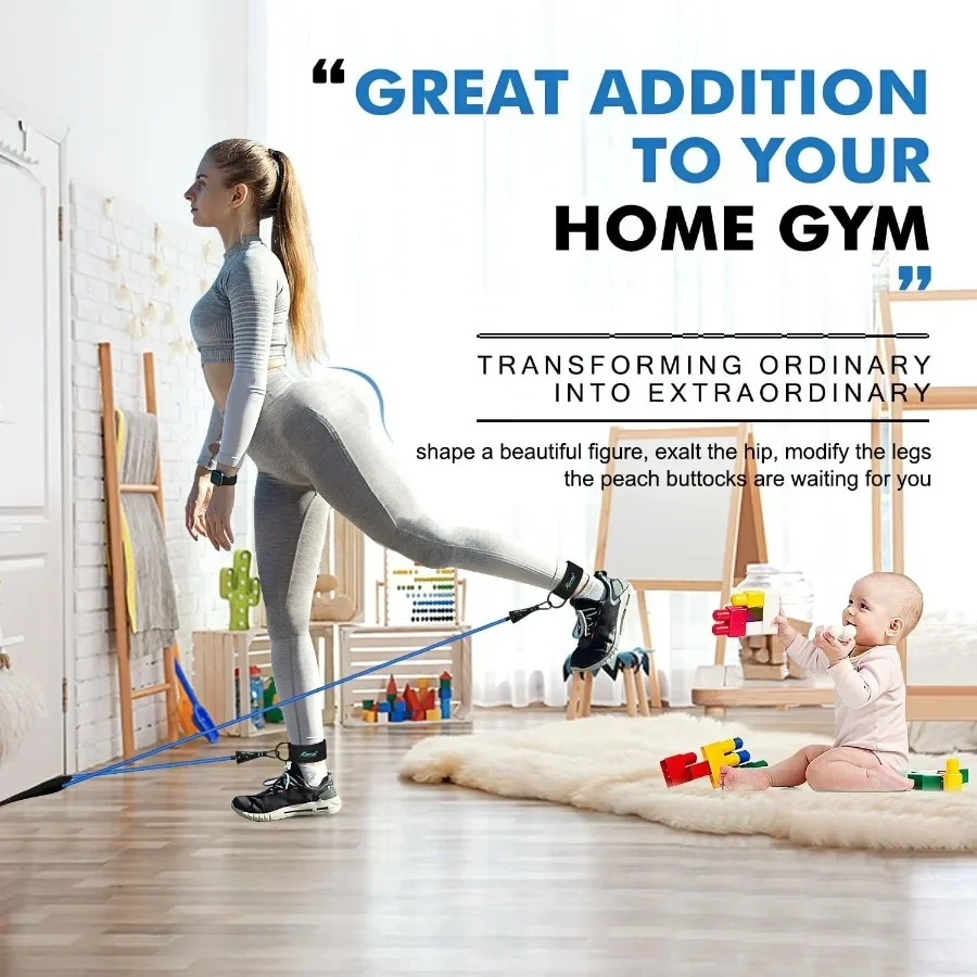 Resistance Bands, Exercise Bands with Handles, Fitness Bands, Workout Bands with Door Anchor and Ankle Straps, for Heavy Resista