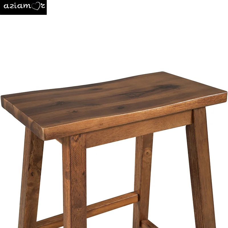 TOPMAX Farmhouse Rustic 2-piece Counter Height Wood Kitchen Dining Stools for Small Places, Walnut