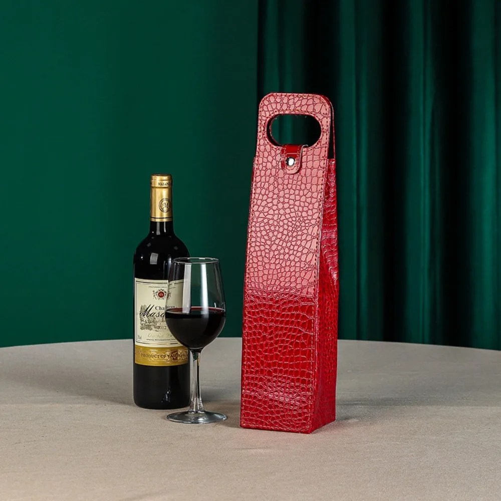Leather Wine Bags Single Bottle Packaging PU Leather Wine Bottle Packaging Bag Business Style