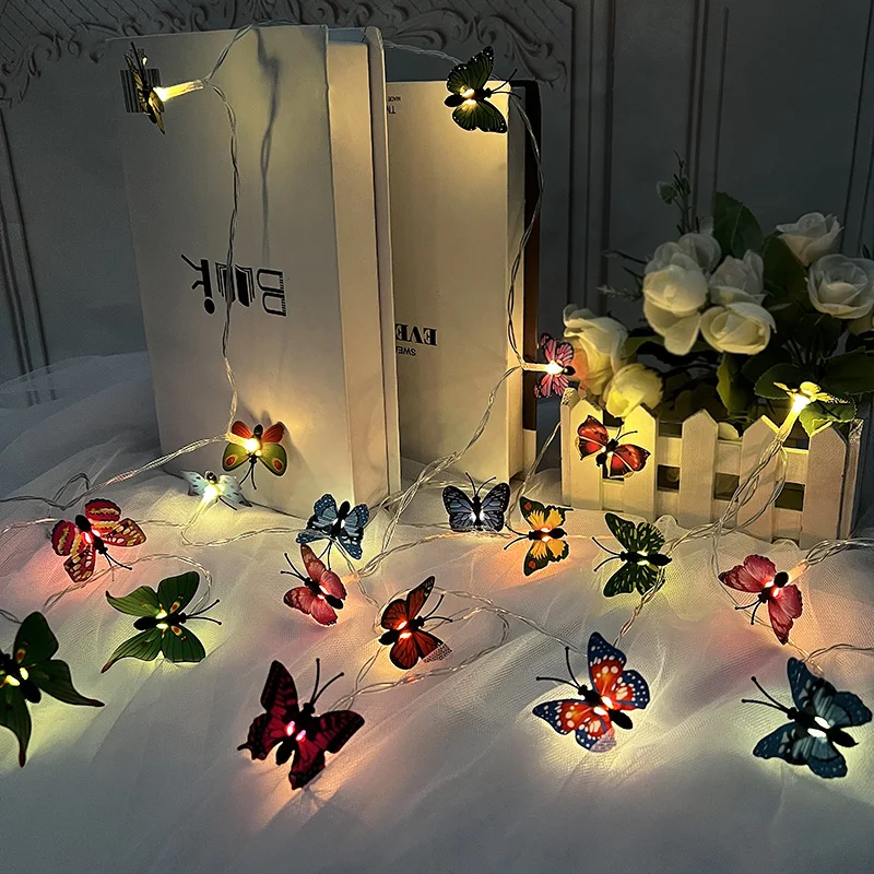 

Colorful Luminous Butterfly LED Light String Leaf Ivy Garland String Lights Hanging Plants Festive Party Yard Wedding Decoration