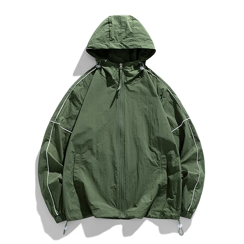 

Summer Thin Military Green Ice Silk Sunscreen Suit Men's Trendy Casual UV Resistant Couple Jacket Casual Outerwear Coats