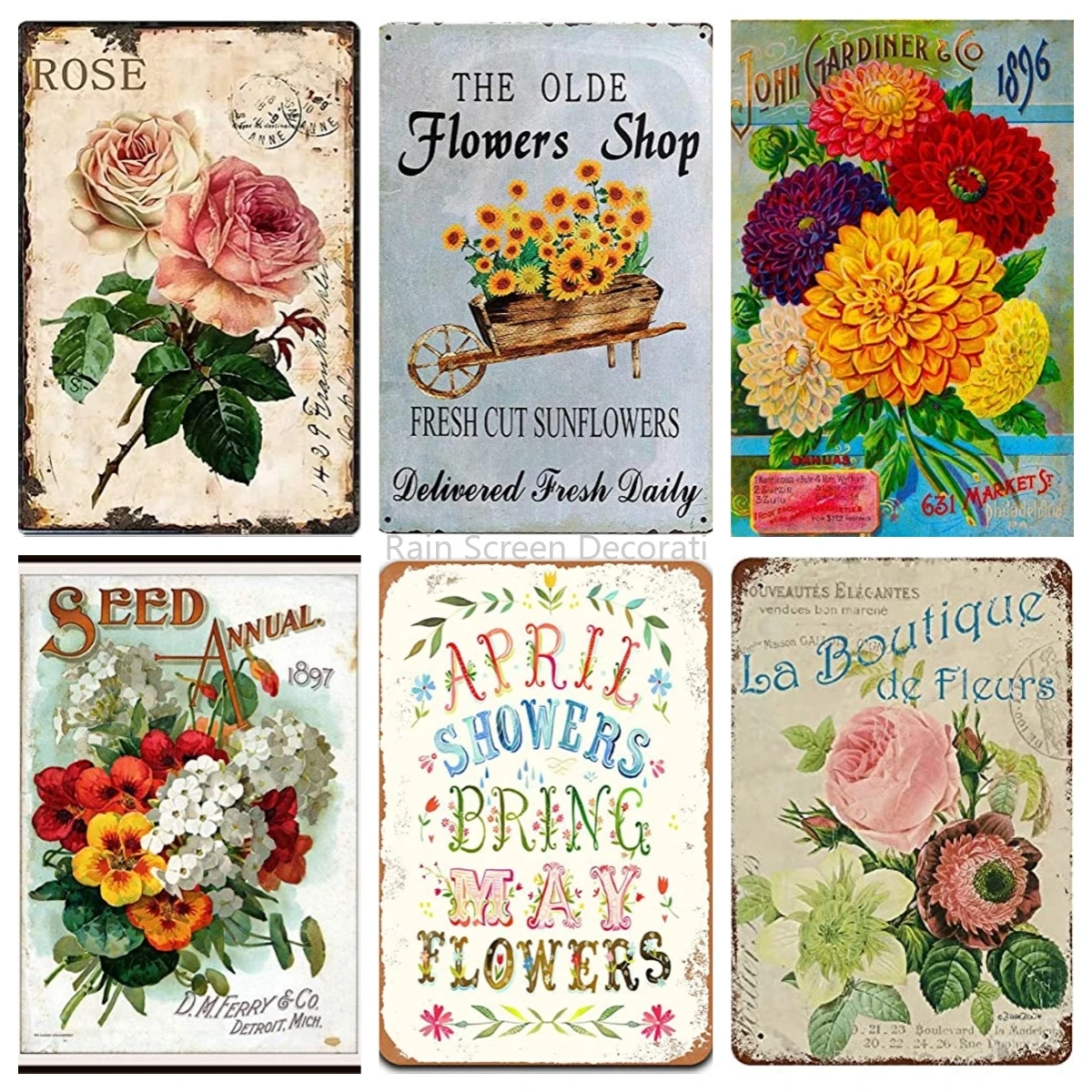 

Flowers Shop Fresh Cut Sunflowers Vintage Tin Bar Sign Farmhouse Country Home Decor for Living Room Bedroom Garden Decoration