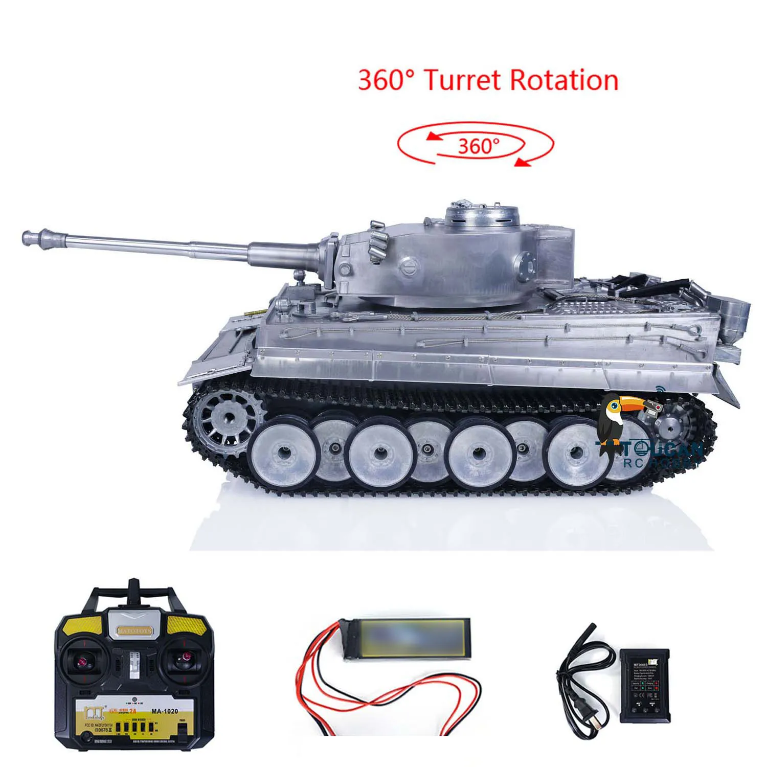 TOUCAN RC HOBBY 1:16 Full Metal German Tiger I RC Panzer Mit BB-Shooting - RTR Version