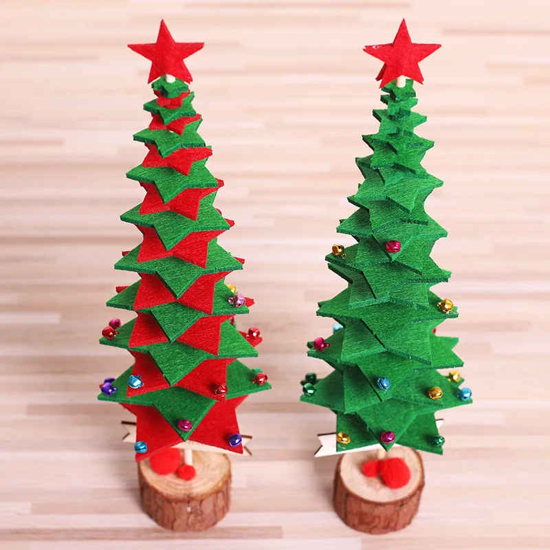 цена Diy Home Desktop Hotel Window Decoration Felt Christmas Tree Set Detachable Santa Claus Snowflakes New Year Party Supplies Gift