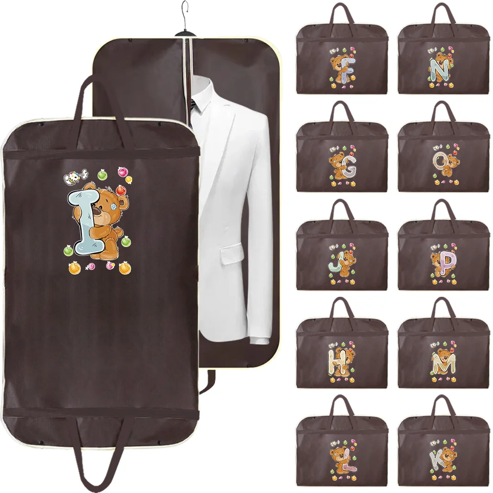 

Clothing Dustproof Cover Bear Letter Print Dress Dust Cover Wardrobe Suit Coat Storage Bag Garment Bag Hanging Clothes Organizer