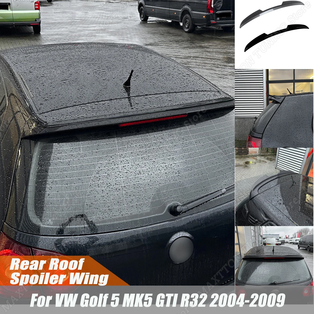 리어 루프 스포일러 립 윙 스포일러 글로스 블랙 바디 키트, VW 골프 5 MK5 GTI R32 2004-2009 카본 룩, ABS 플라스틱 장식