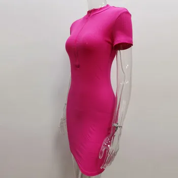 Sexy Sheath Women's Mini Dresses Solid Lace Turtleneck Slim Fit Bodycon Hollow Out Half Sleeves Streetwear Vestidos Robe 5