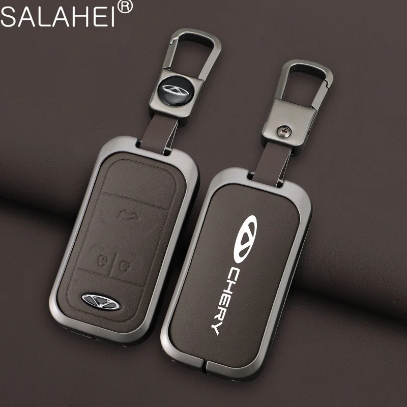 

Leather Car Smart Key Case Fob Cover Shell Bag For Chery Arrizo Tiggo 3 5X 4 8 Glx 7 2019 2020 Protector Keychain Accessories