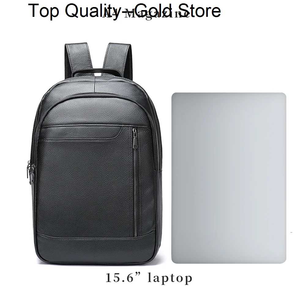 

Genuine Leather Men's Backpack Fashion Bagpack 15.6 Inch Laptop Bag Schoolbag Teenagers Office Daypack Handbags Rucksack