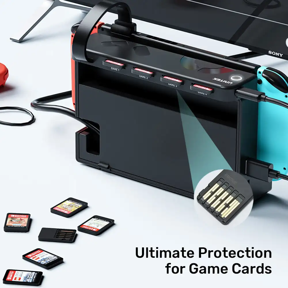 Switch Game Card Reader 4-in-1 for Nintendo Switch/Switch OLED Supports Quickly One-key Switching Games