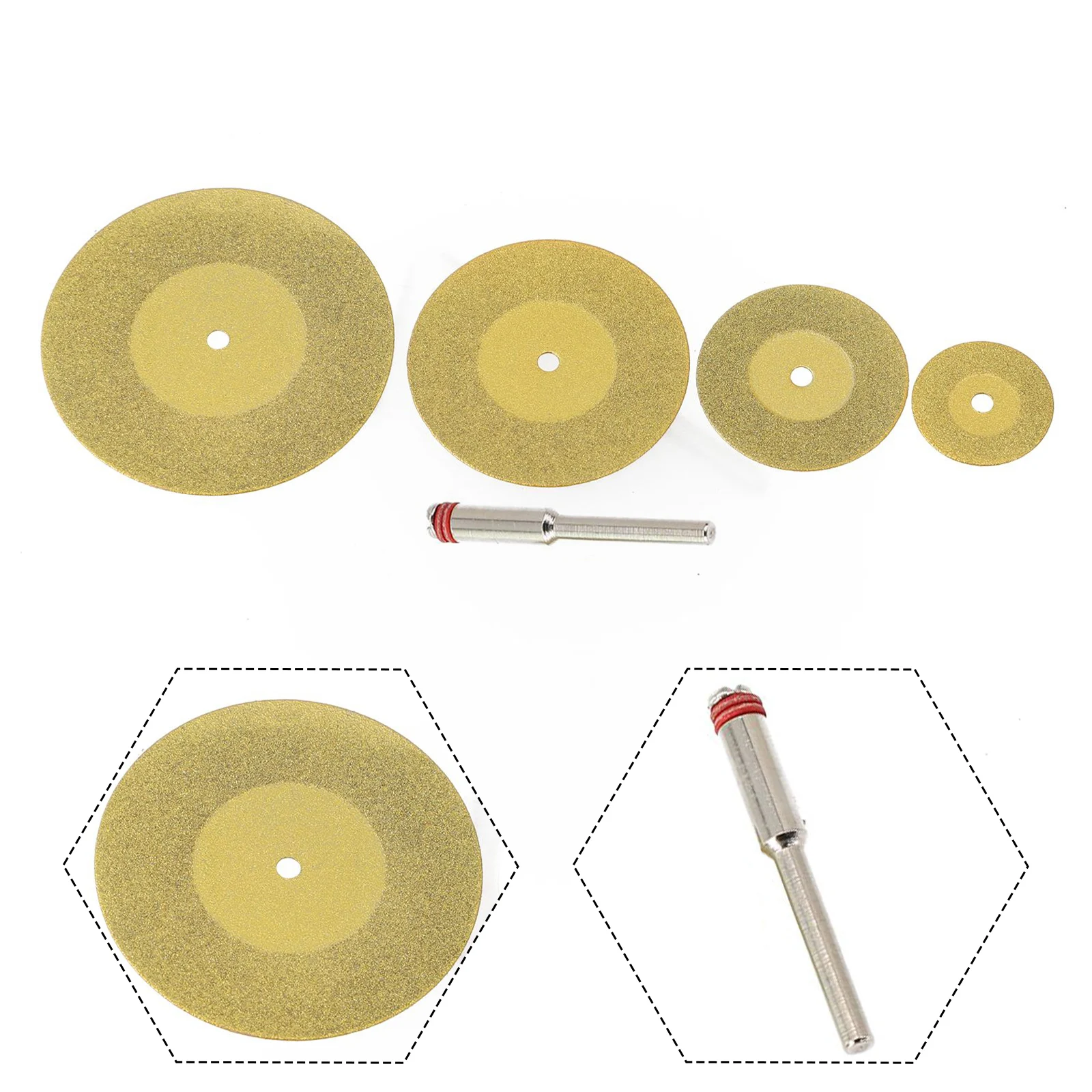 5 PCS Mini Diamond Cutting-Disc & 3mm Shank Mandrel Set For Rotary Tools Accessories TiN Coated Circular Saw-Blade