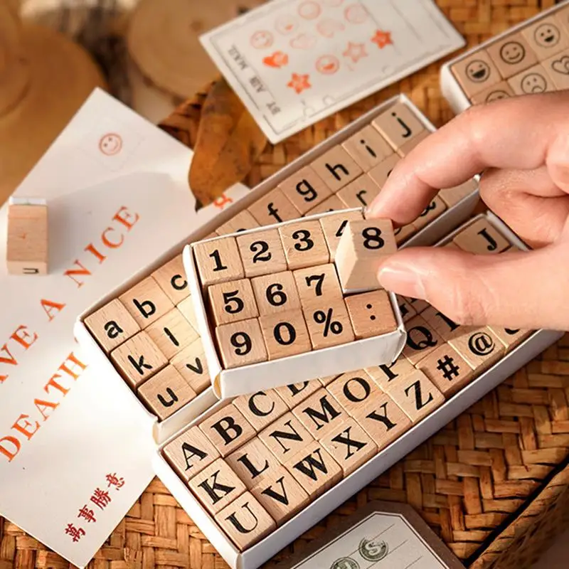 Ensemble de timbres Alphabet et chiffres en bois, Vintage, en caoutchouc,  avec tampon à encre noire, pour la fabrication de cartes, planificateur,  Scrapbook - AliExpress