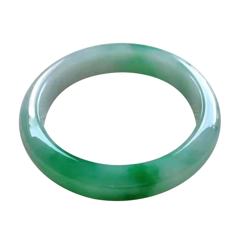 Natural Burmese Jade Light Green Two-Color Bracelet Elegant Princess