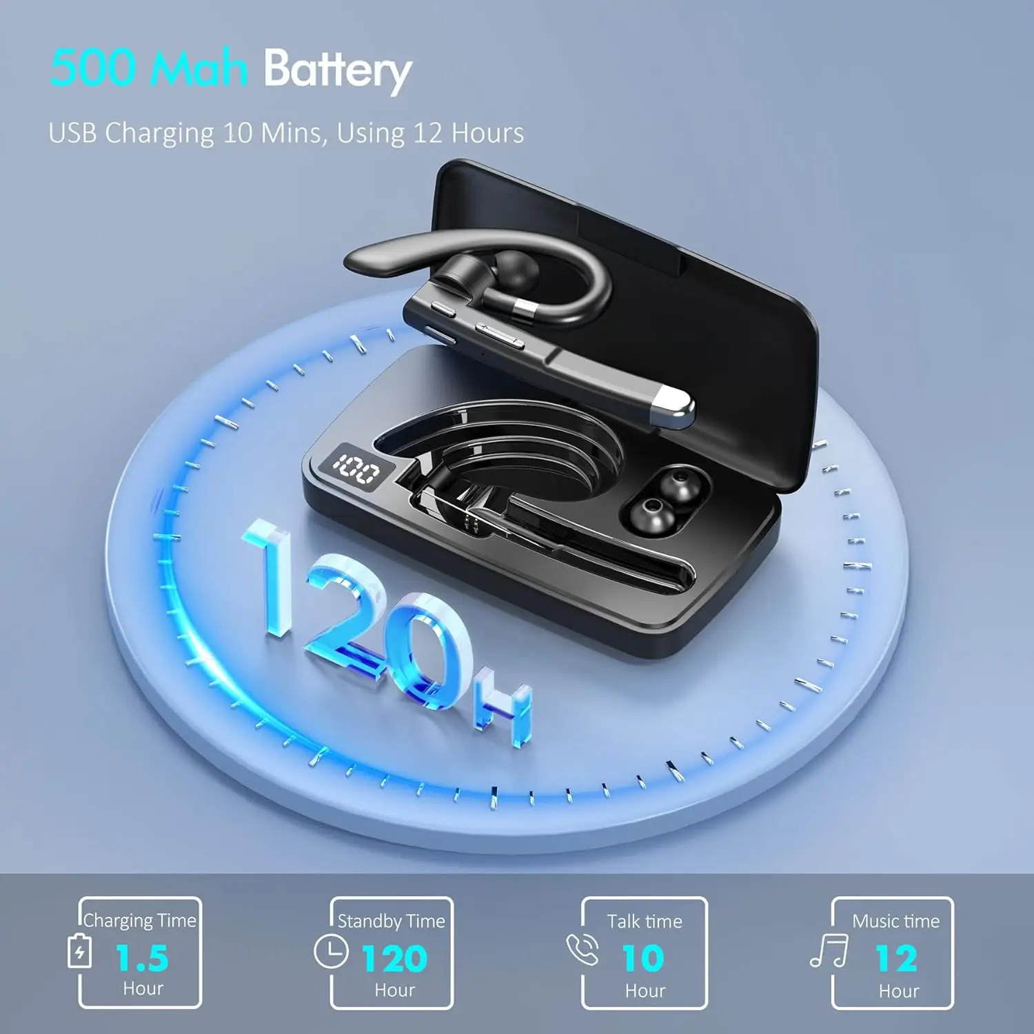 Bluetooth Earphones 5.3 Headphones Stereo Handsfree Noise Canceling Wireless Business Headset With HD Mic For All Smart Phones 3