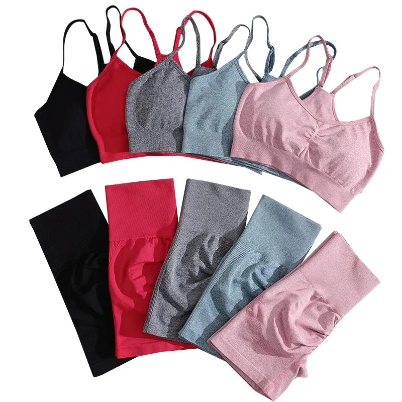 NORMOV Seamless Yoga Sets Women Sportswear Suit for Fitness Workout Set Female High Waist Gym Set Push Up Women Sports Sets