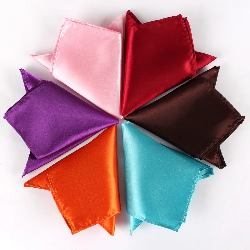 22CM Solid Color Pocket Squre For Men Classic Suit Handkerchief Formal Dress Accessories Black Brown White Chest Towel Hanky pocket square mini handkerchief