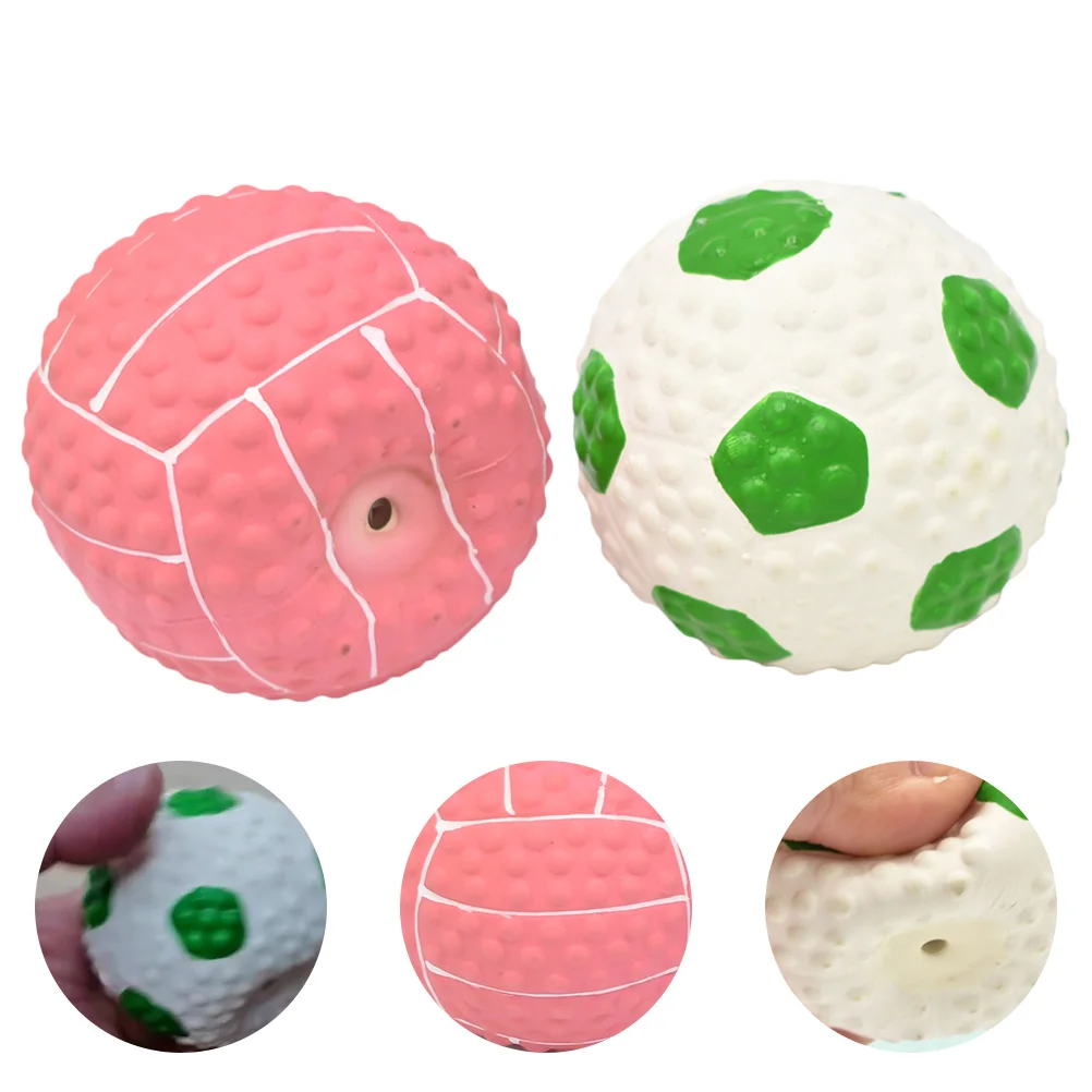 

2Pcs Latex Dog Balls Outdoor Dog Training Balls Puppy Chewing Toys Interactive Squeaky Balls