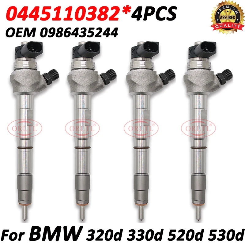 

4PCS 0445110382 Diesel Injector 0 445 110 382 CR Fuel Injection Nozzle 0986435244 For BMW X1 X3 X4 X5 X6 320d 520d 330d 530d