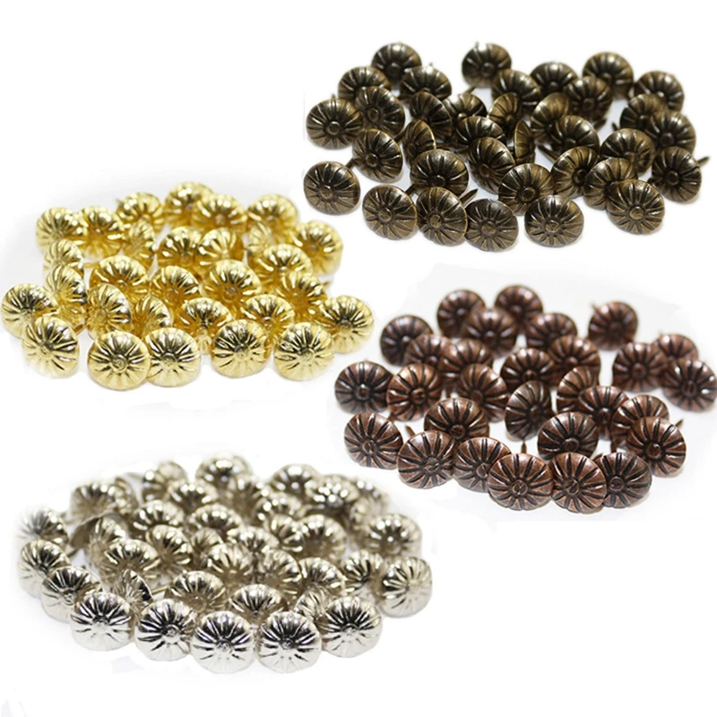 

100 Pcs Antique Furniture Decorative Nails Assortment 11mm/0.43'' for Head Diameter Upholstery Tacks Doornail Hardwa