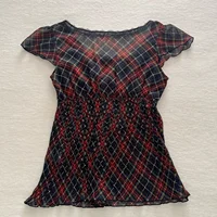 T-shirt plissé Vintage pour femmes, vêtements de rue poubelle, Sexy, Slim Fit, mode Harajuku, décontracté, doux, Chic, nouvelle collection été Y2K 2