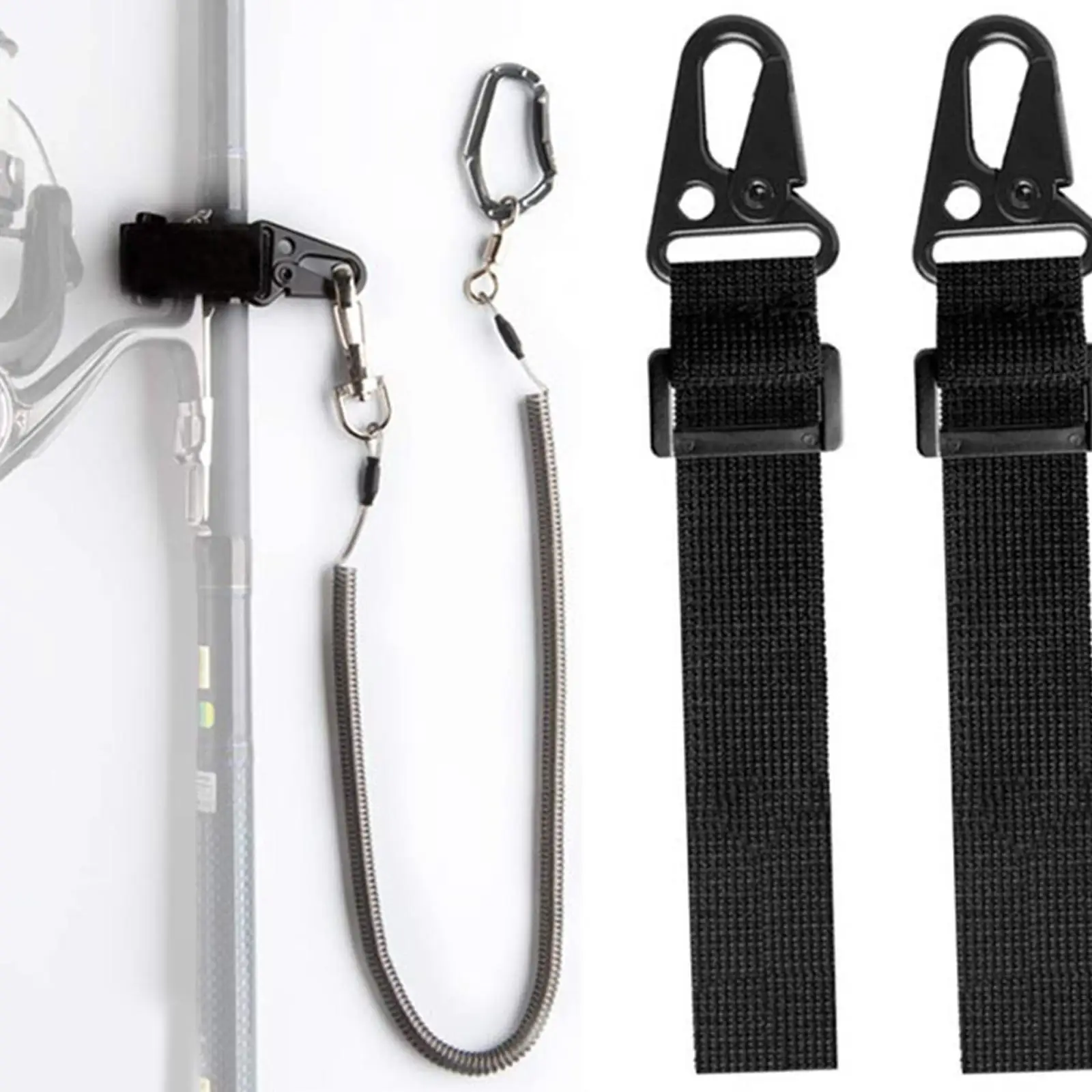 2x Fishing Lanyard Portable Rod Strap Prevent Rod Drop Lose Tool Wire Spring Cord Strap Fishing Pole Tether for Paddles Fishing
