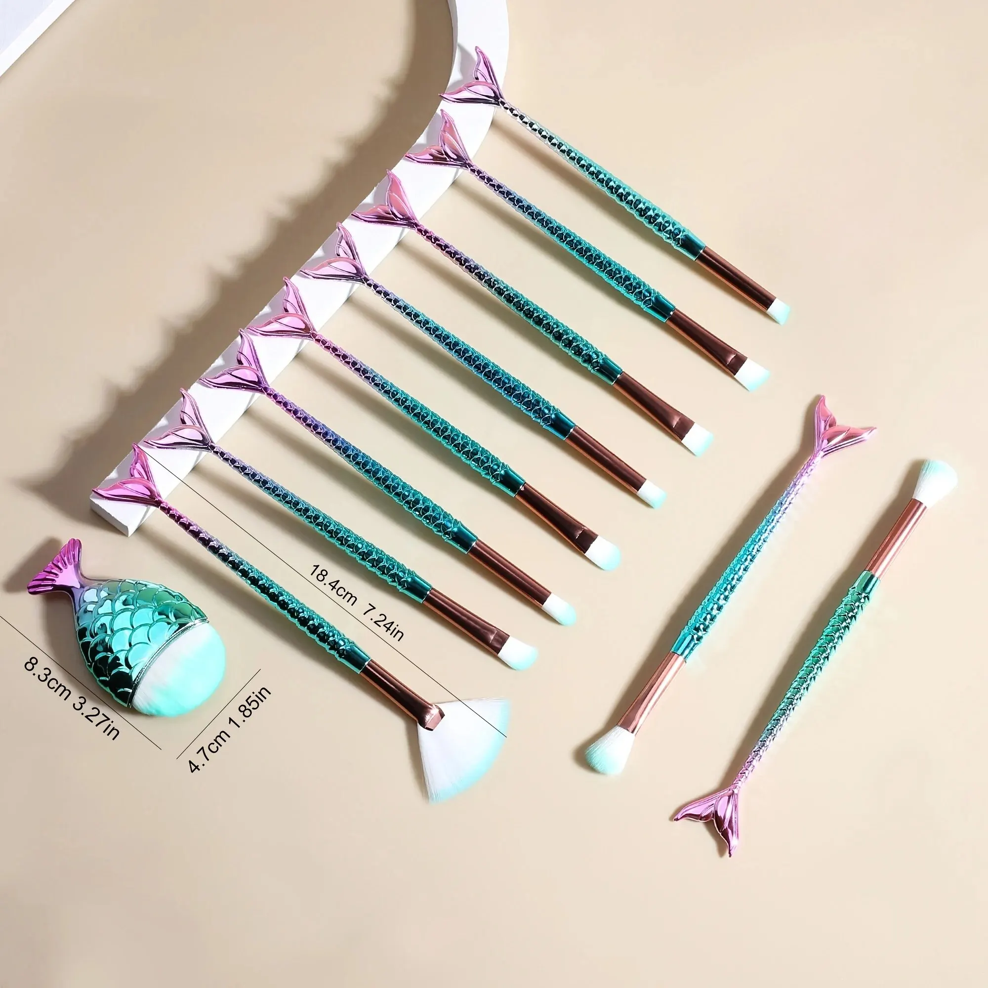 11Pcs/Set Professional Mermaid Makeup Brushes Eye Set Kits Shadow Eyeliner High Quality Makeup Brush Tools Eyebrow Beauty Tools