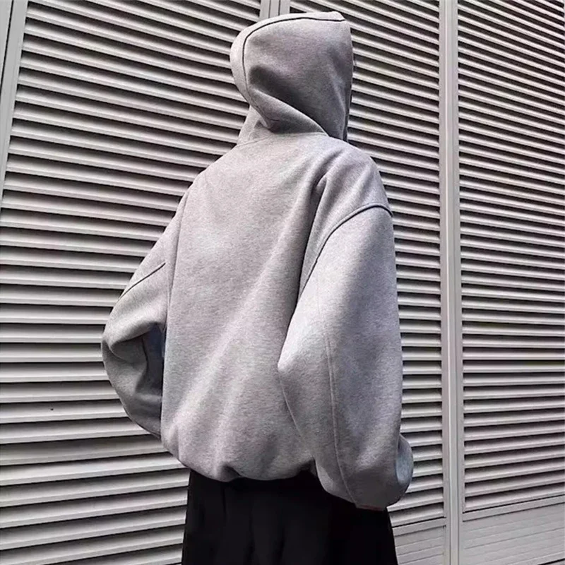 Autumn Casual Zipper Long Sleeve Turtleneck Hoodies For Men High Street Fashion Hooded Sweatshirts Y2K Vintage Jackets Customized Hoodies Men Hoodie