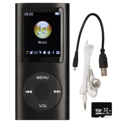 Slim and Stylish 1.8 - Inch LCD MP3 Player with Lossless Sound and Multifunctional Features (Black 32G)