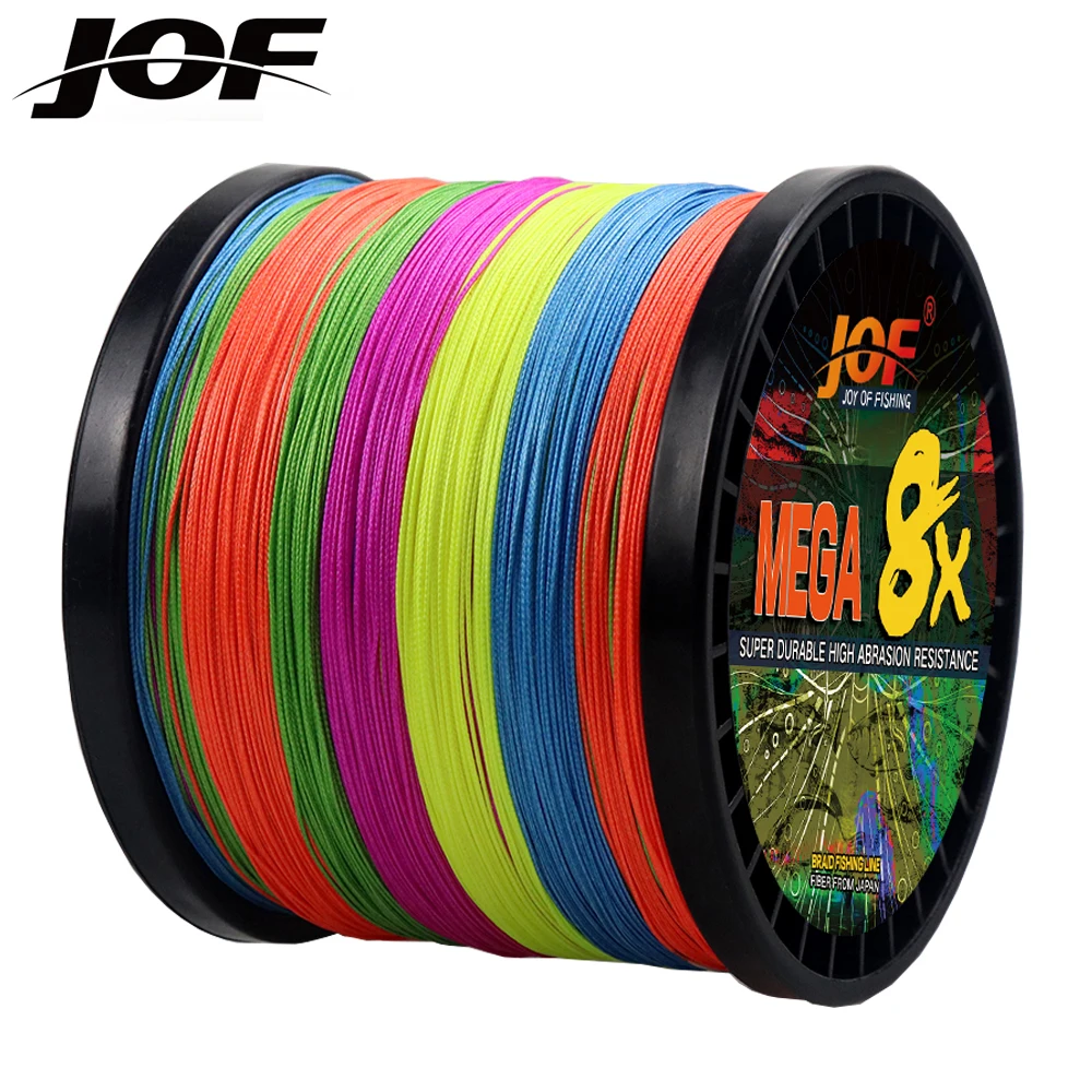 JOF 8 Strands 1000M 500M 300M PE Braided Multifilament Fishing Line Tresse Peche Saltwater Fly Weave for Carp Pesca fishing line